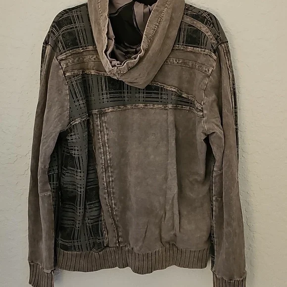 Salvage Gray Plaid Jacket With Hood - Picture 9 of 16